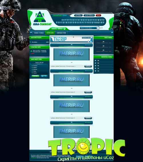 Скачать бесплатно Рип игрового сайта igra-torrent.ru для ucoz